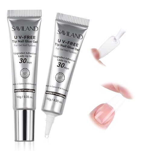 Detalle de SAVILAND 2PCS Semi Solid Nail Glue for Press On Nails — No UV, Fast Air-Dry