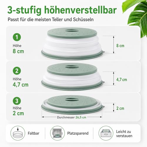 Thumbnail 2 de Katleay 2-Stück: Faltbare Mikrowellenabdeckung mit Haken (Grau/Blau)
