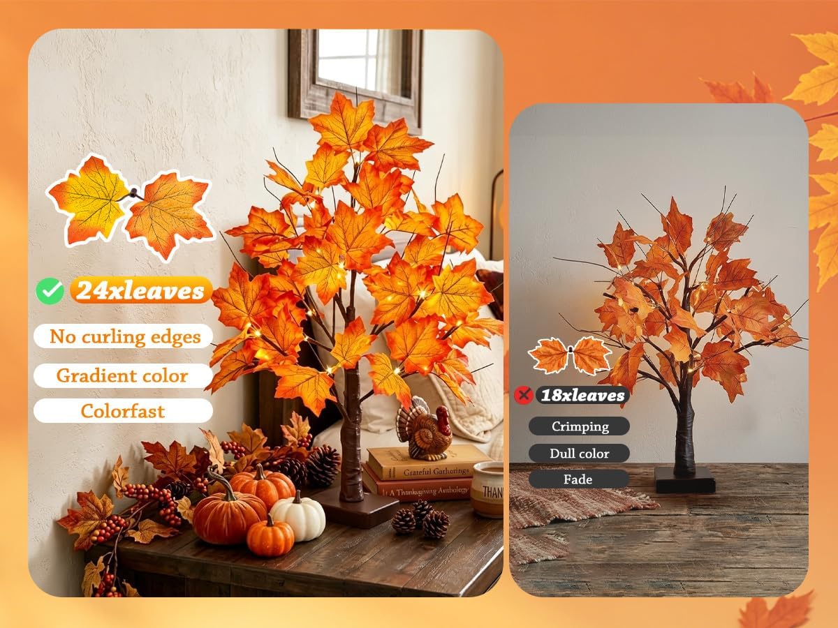 Thumbnail 6 de PEIDUO 2-Pack Lighted Maple Tree Decor with Timer and Warm-White Lights