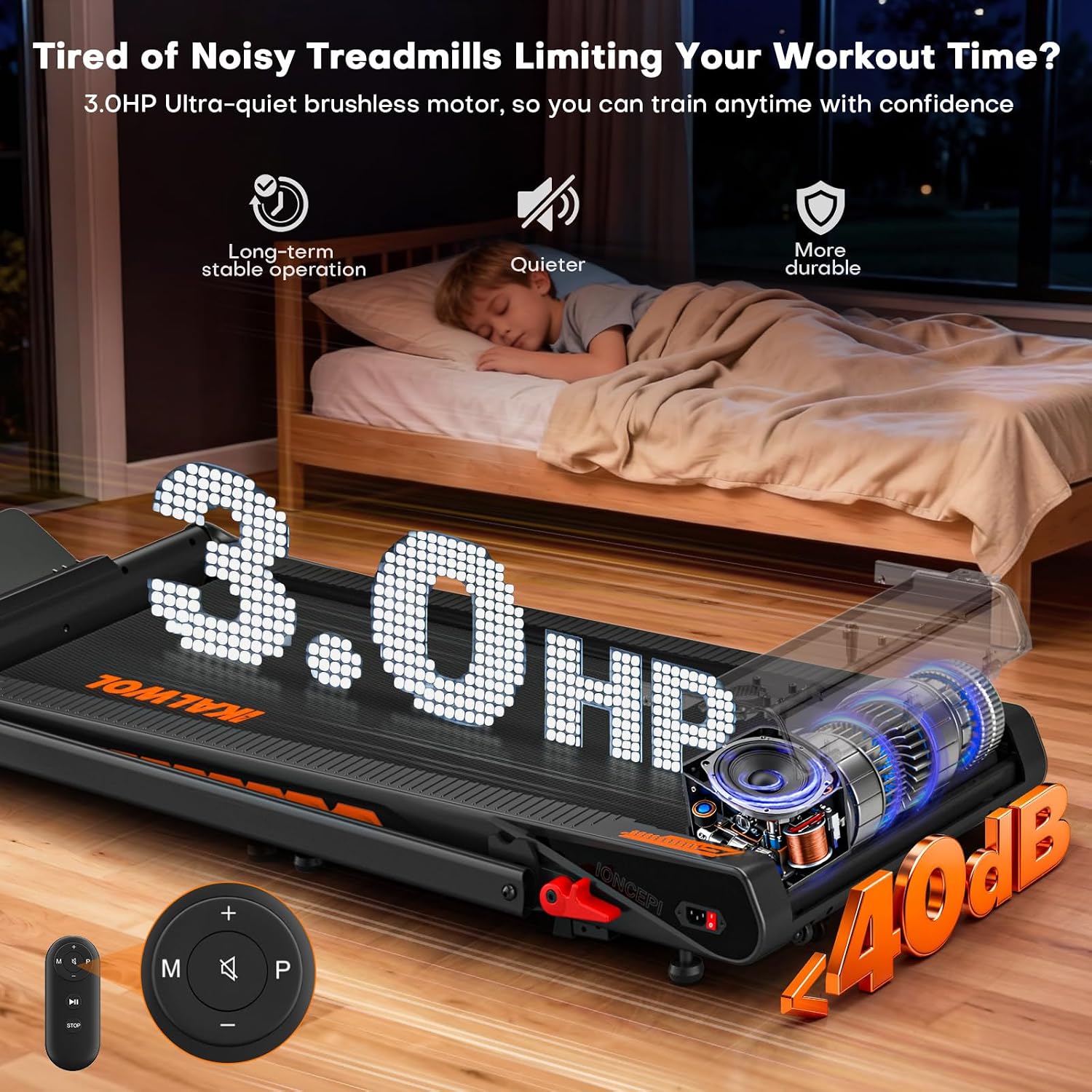 Detalle 2 de KALWOL 6-in-1 Foldable Treadmill with Speaker, App Compatibility and 10% Incline