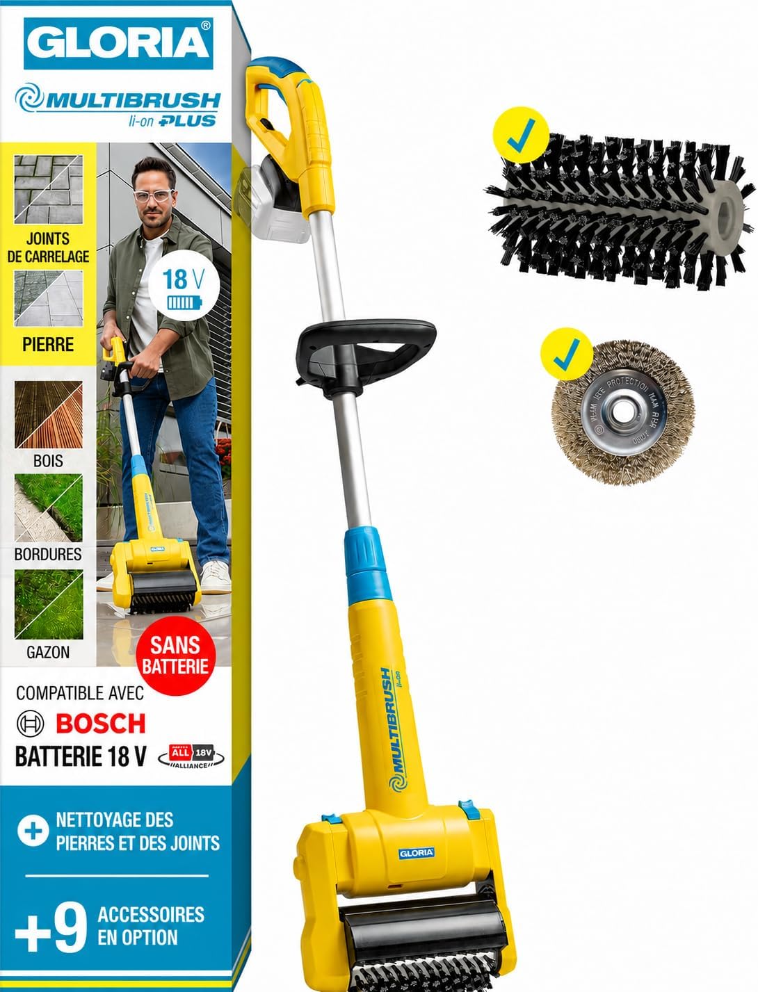 Detalle de GLORIA MultiBrush li-on – Outil 11-en-1 sans batterie, compatible Bosch 18V