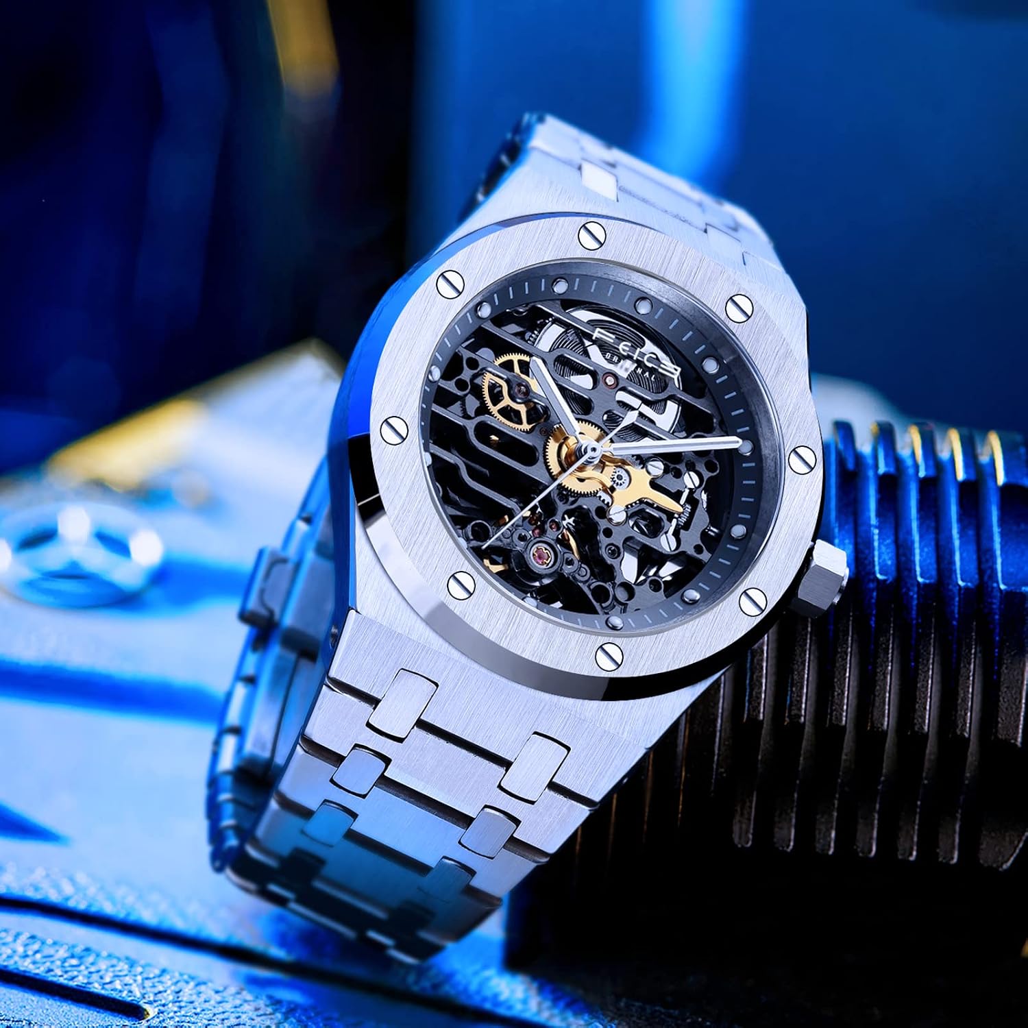 Thumbnail 3 de FEICE Montre Mécanique Automatique Homme 42 mm Squelette