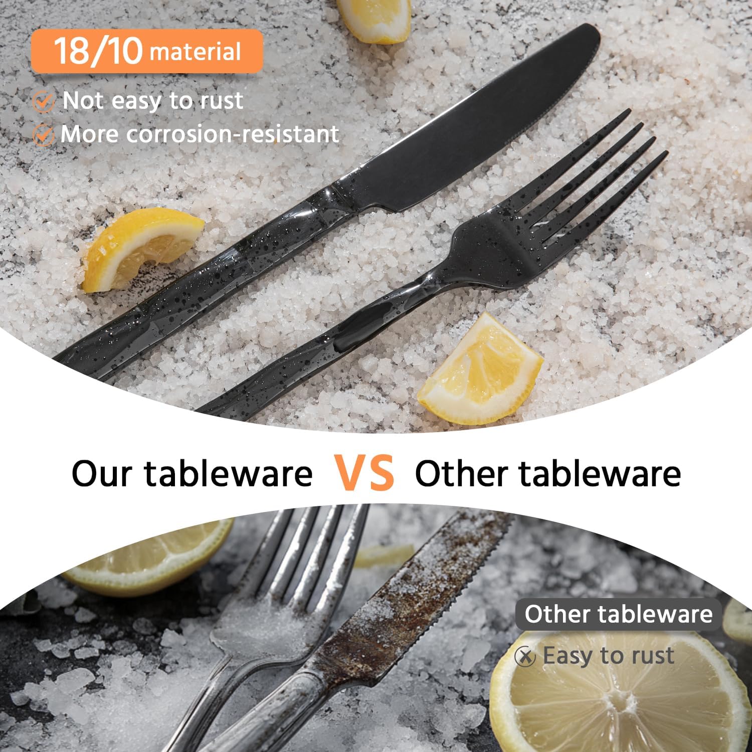 Thumbnail 4 de KINGSTONE Black 20-Piece Flatware Set with Diamond Cut Pattern 🍽