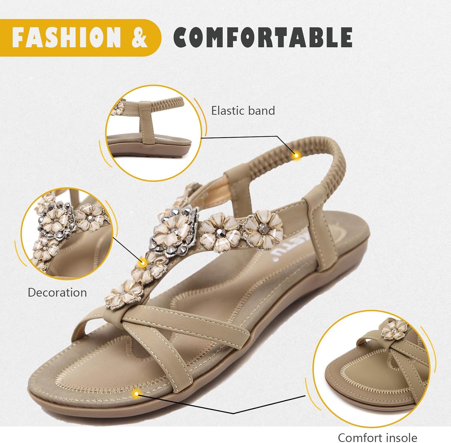 Thumbnail 3 de Acfoda Sandalen Damen Sommer mit Weiches Fussbett Gr. 35–44