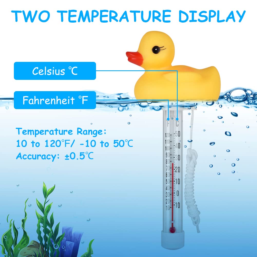 Thumbnail 2 de OFFCUP Duckling drijvende zwembadthermometer met digitaal display, gele eend