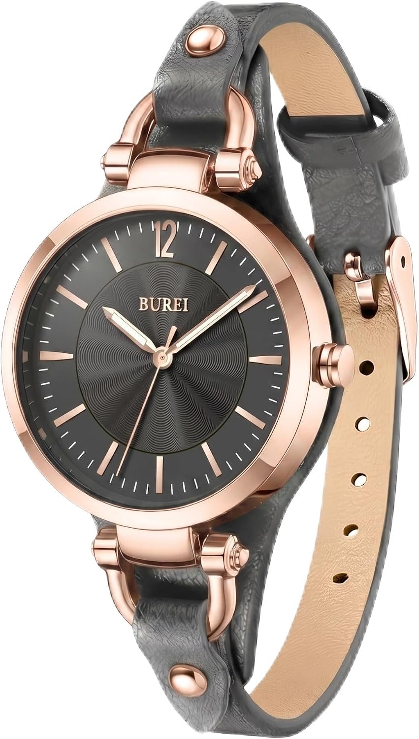 Thumbnail 6 de BUREI Montre bracelet en cuir pour femme – Élégante montre analogique quartz, bracelet 8 mm