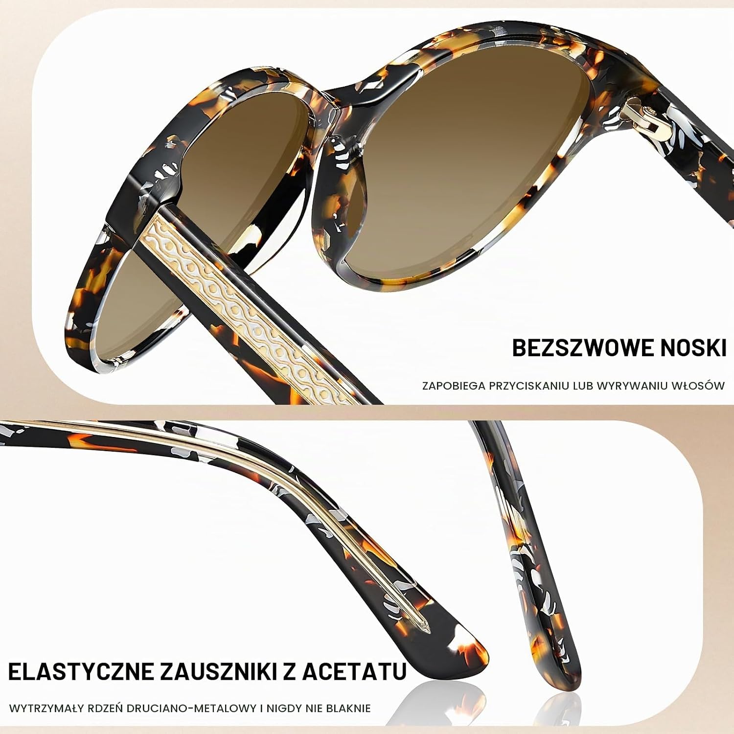 Detalle 1 de CARFIA damskie okulary przeciwsłoneczne lustrzane, polaryzacyjne UV400