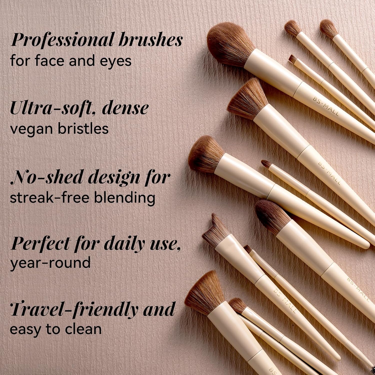 Thumbnail 3 de BS-MALL 18-Piece Professional Makeup Brush Set with Travel Case (Matte White Beige)