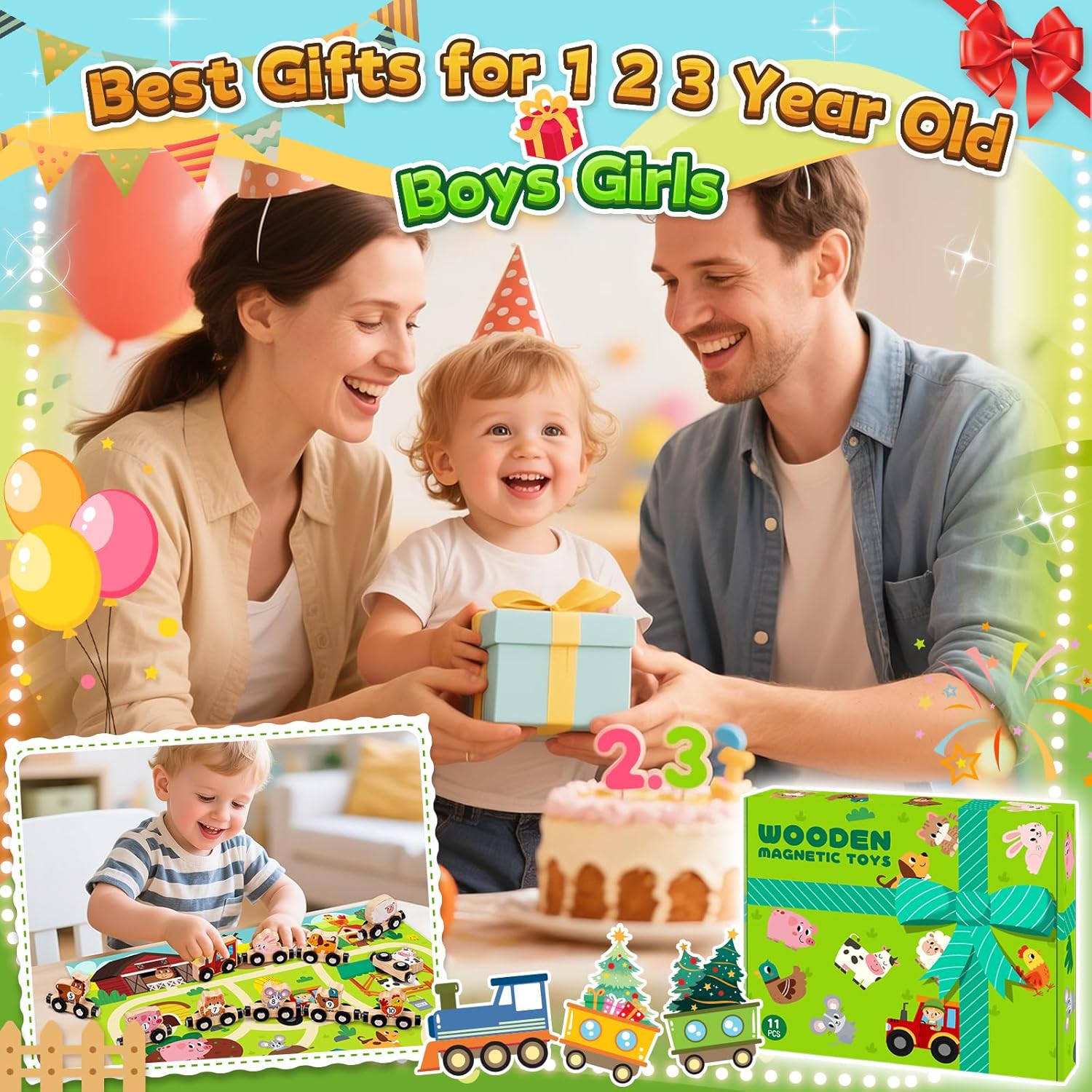 Thumbnail 6 de Magnetic Wooden Train Set Montessori 2โ4 yrs ๐