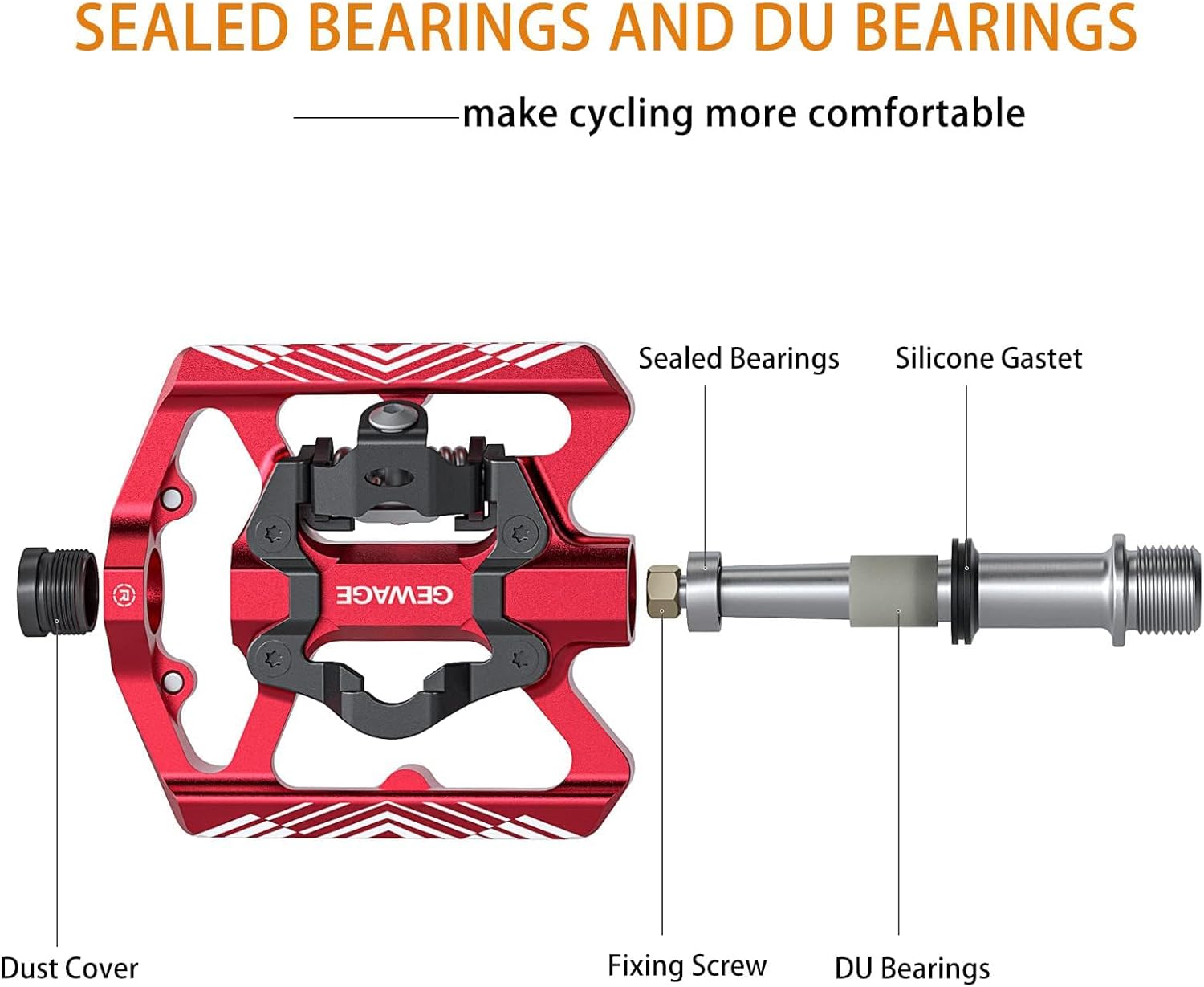 Thumbnail 2 de Pédales vélo SPD GEWAGE 2 en 1 (plateforme + SPD) avec réflecteurs, tige CrMo 9/16
