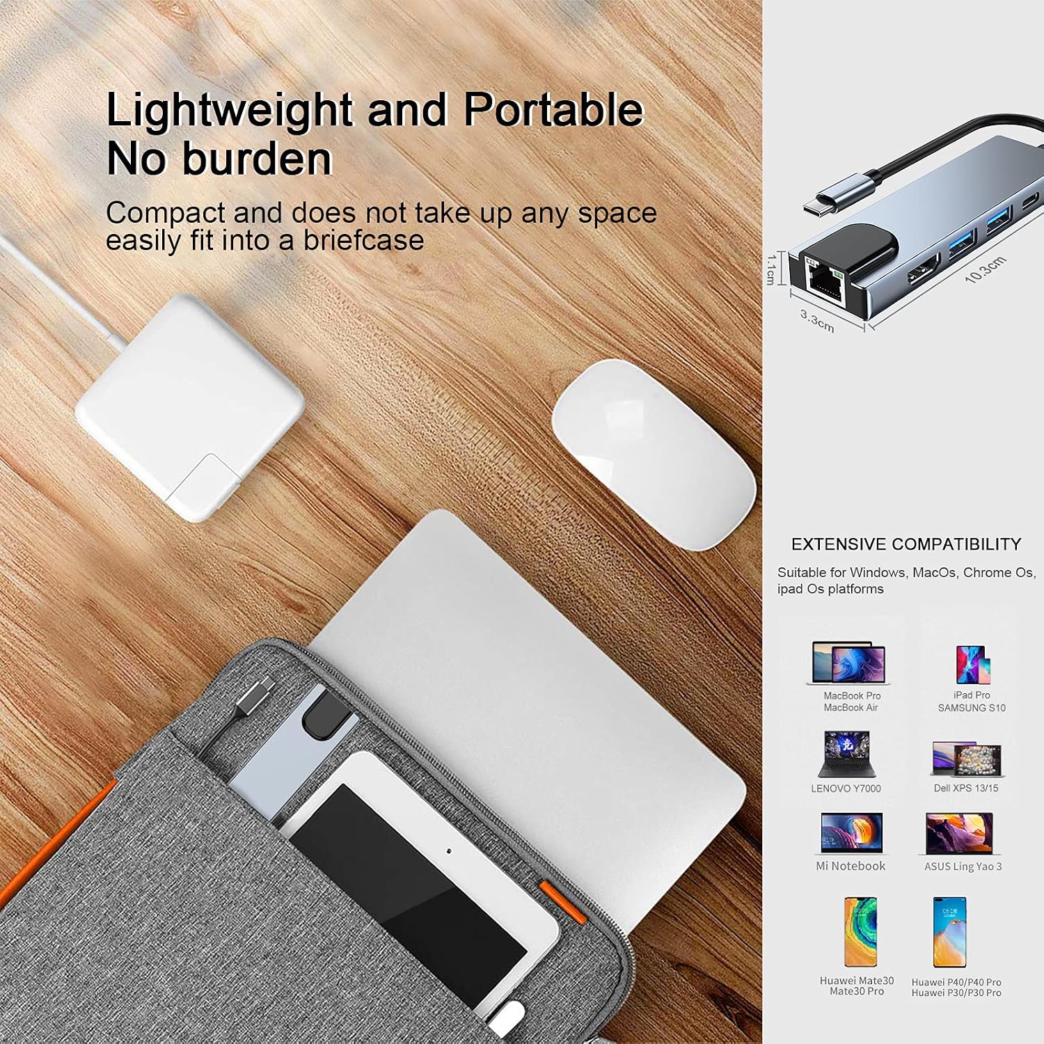 Thumbnail 6 de USB-C Hub Multiport Adapter (5-in-1) with 4K HDMI, RJ45 Ethernet, USB 3.0 and 100W PD