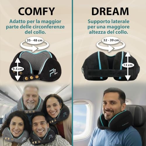 Detalle 2 de FLOWZOOM Comfy cuscino da viaggio in memory foam, regolabile e lavabile