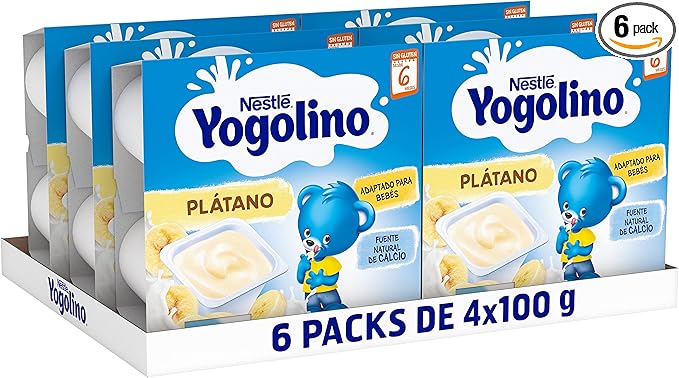 NESTLÉ YOGOLINO Plátano, Pack de 6 🍌 para bebés de 6 meses