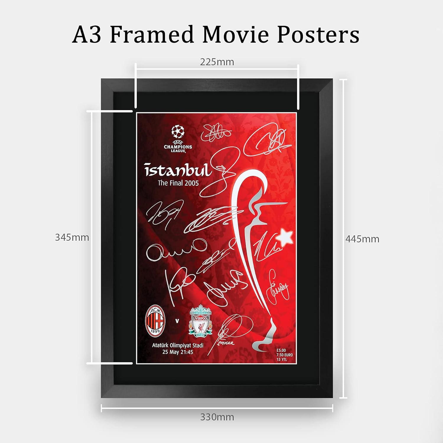 Thumbnail 1 de HWC Trading A3 FR Liverpool 2005 Champions League Final framed autograph poster