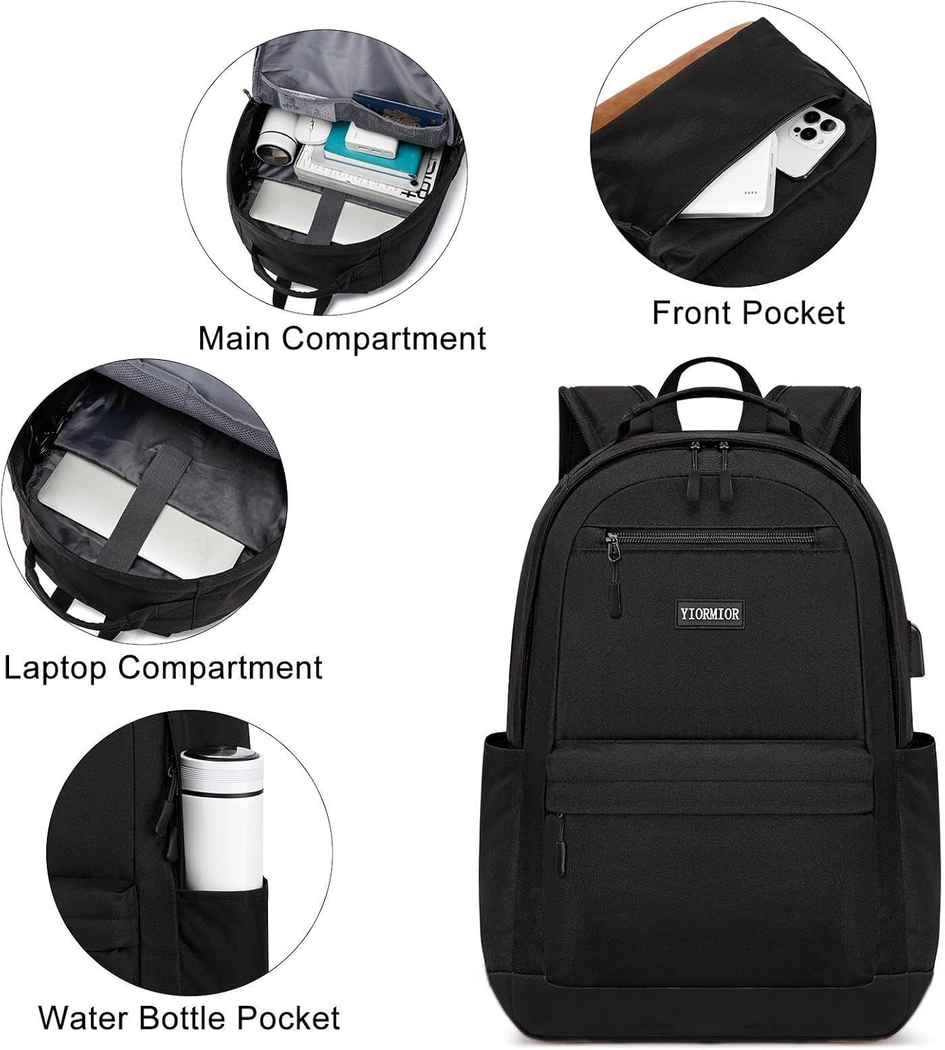 Detalle de School Backpack for Teens and Everyday Use: 15.6-inch Laptop Backpack with USB Port