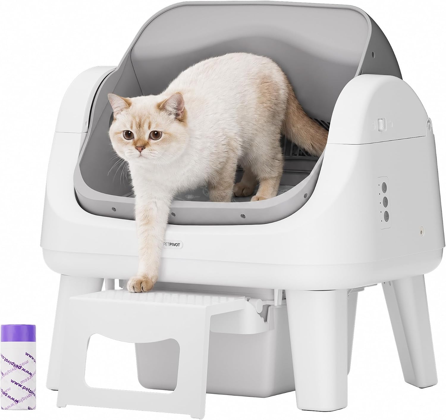 Detalle de PetPivot AS12 Open-Top Self-Cleaning Cat Litter Box with Safety Sensors