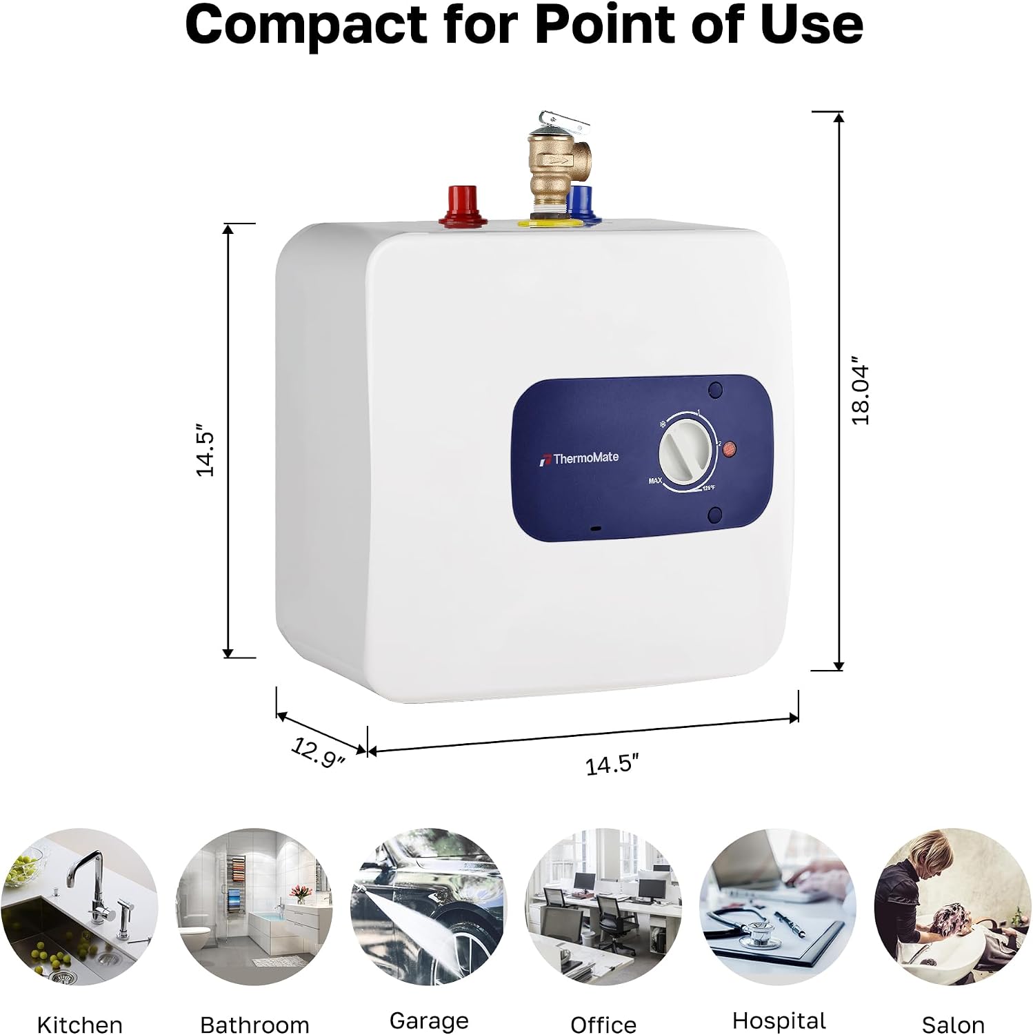 Detalle 2 de ThermoMate ES400 4-Gallon Mini Tank Water Heater, 120V Plug-In