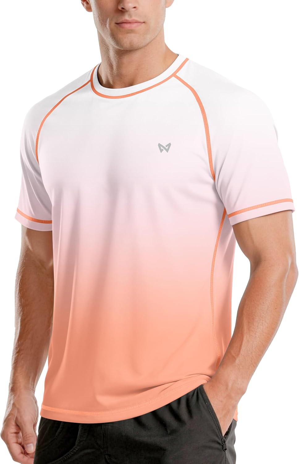 Detalle de WISMBOX Men's Short Sleeve Rash Vest with UPF 50+ – Quick Dry UV Swim Top