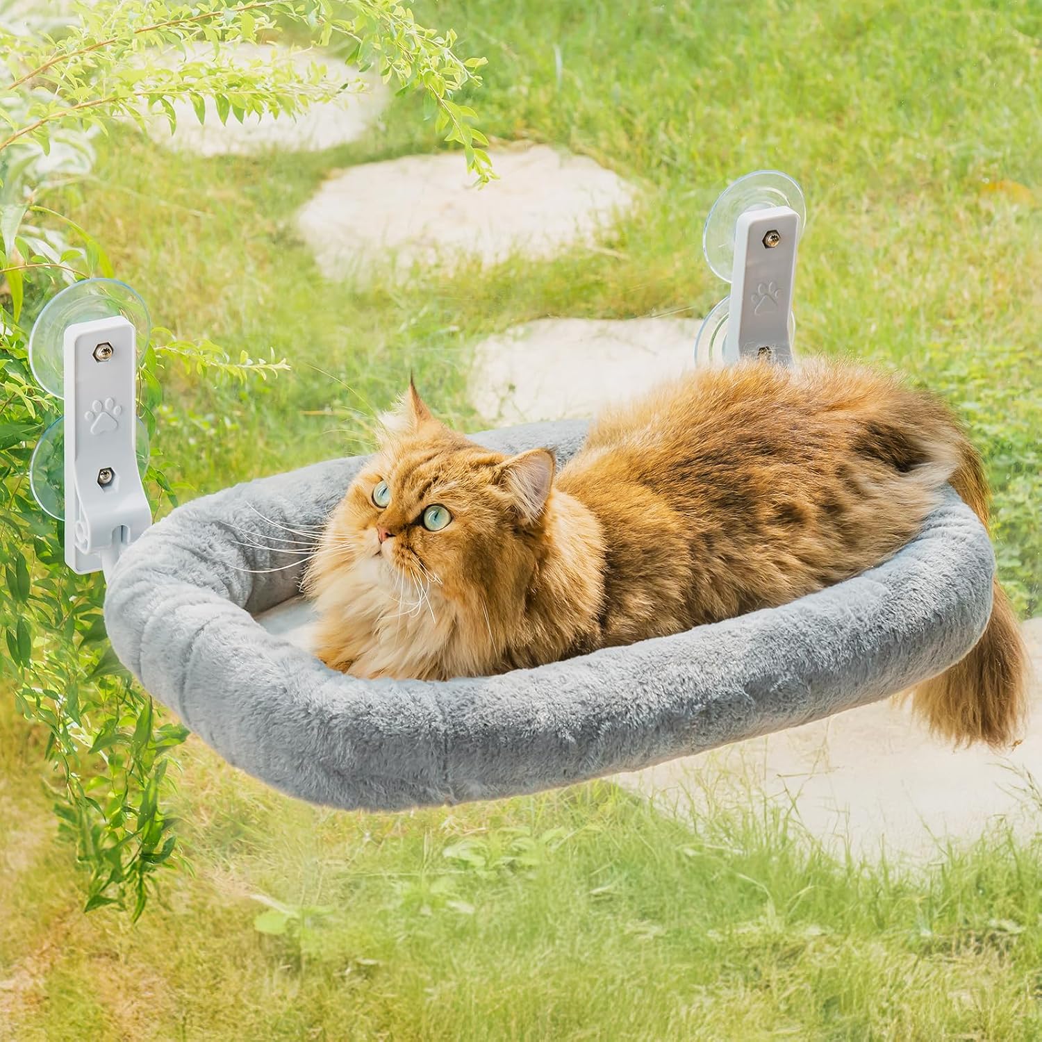 EDAGNY Faltbare Fensterliege für Katzen – Robust, weicher Bezug, Grau