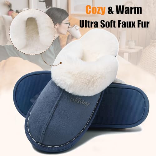 Detalle de Misolin Women's Slippers With Memory Foam Fluffy Slip-on Winter House Shoes