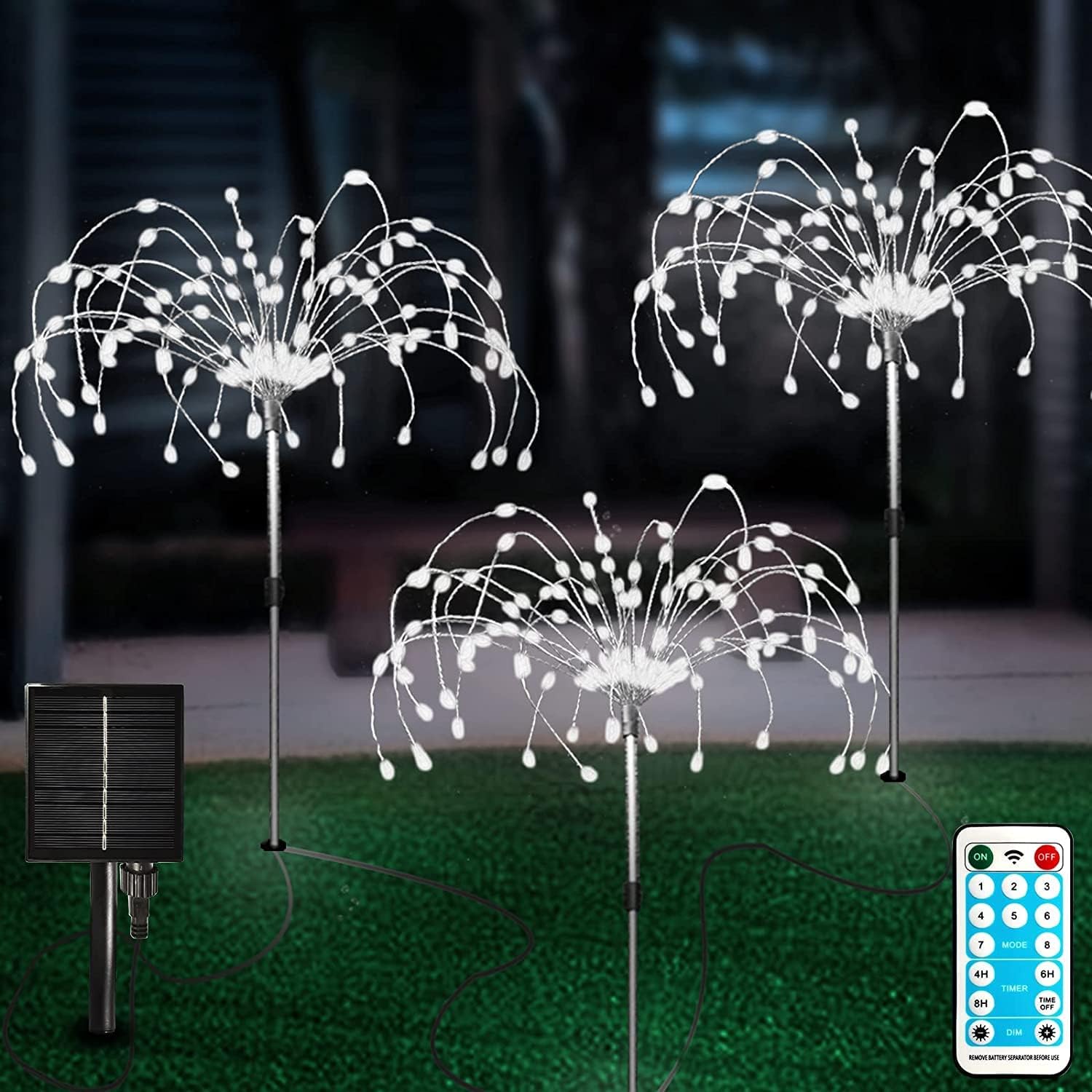 Thumbnail 6 de FANSIR Solar Garden Lights Outdoor - 2 Sets of 3 Firework Lamps with Remote, 8 Modes, IP65, 120 LEDs