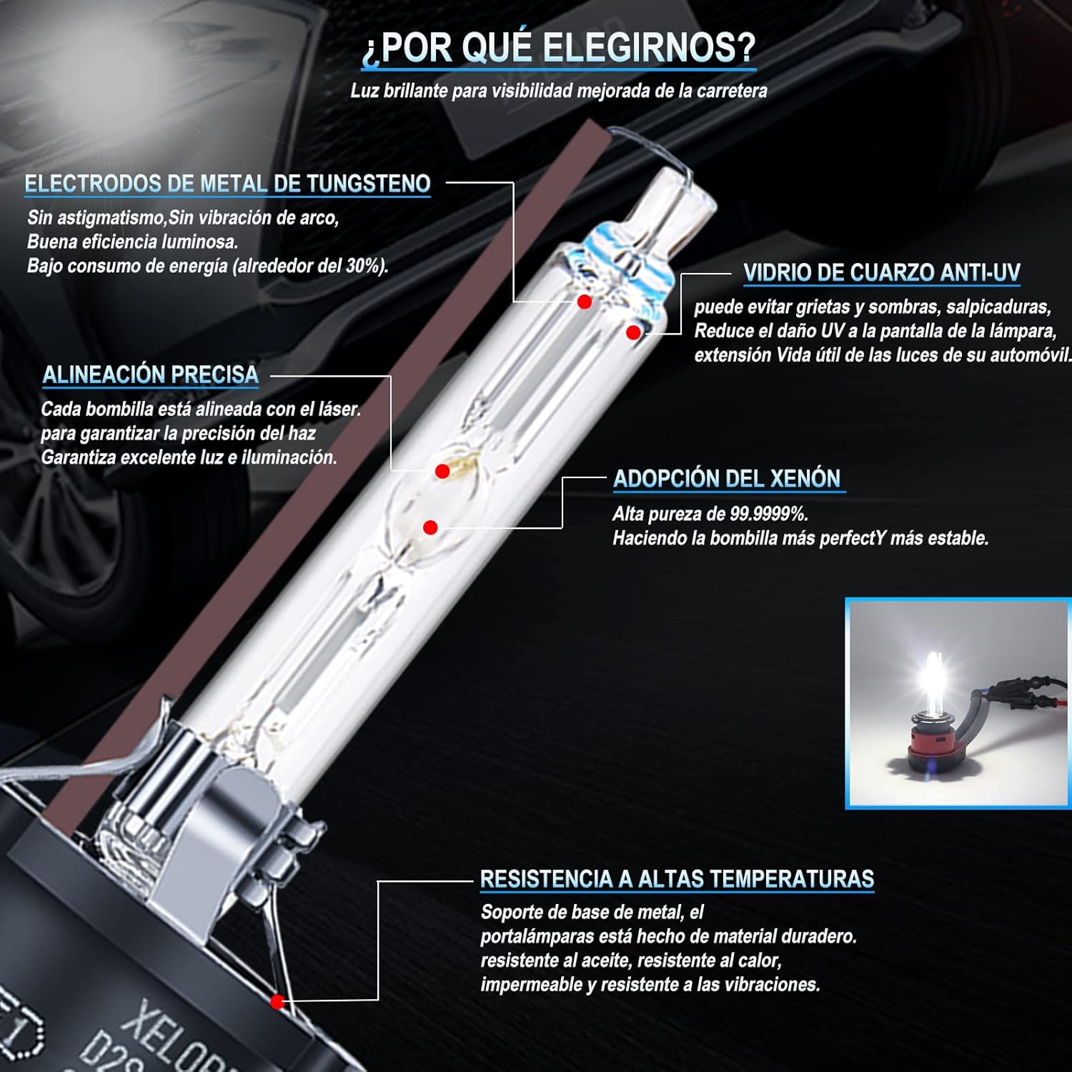 Thumbnail 1 de XELORD D2S 6000K Xenon 35W lampada HID bianco (confezione da 2)