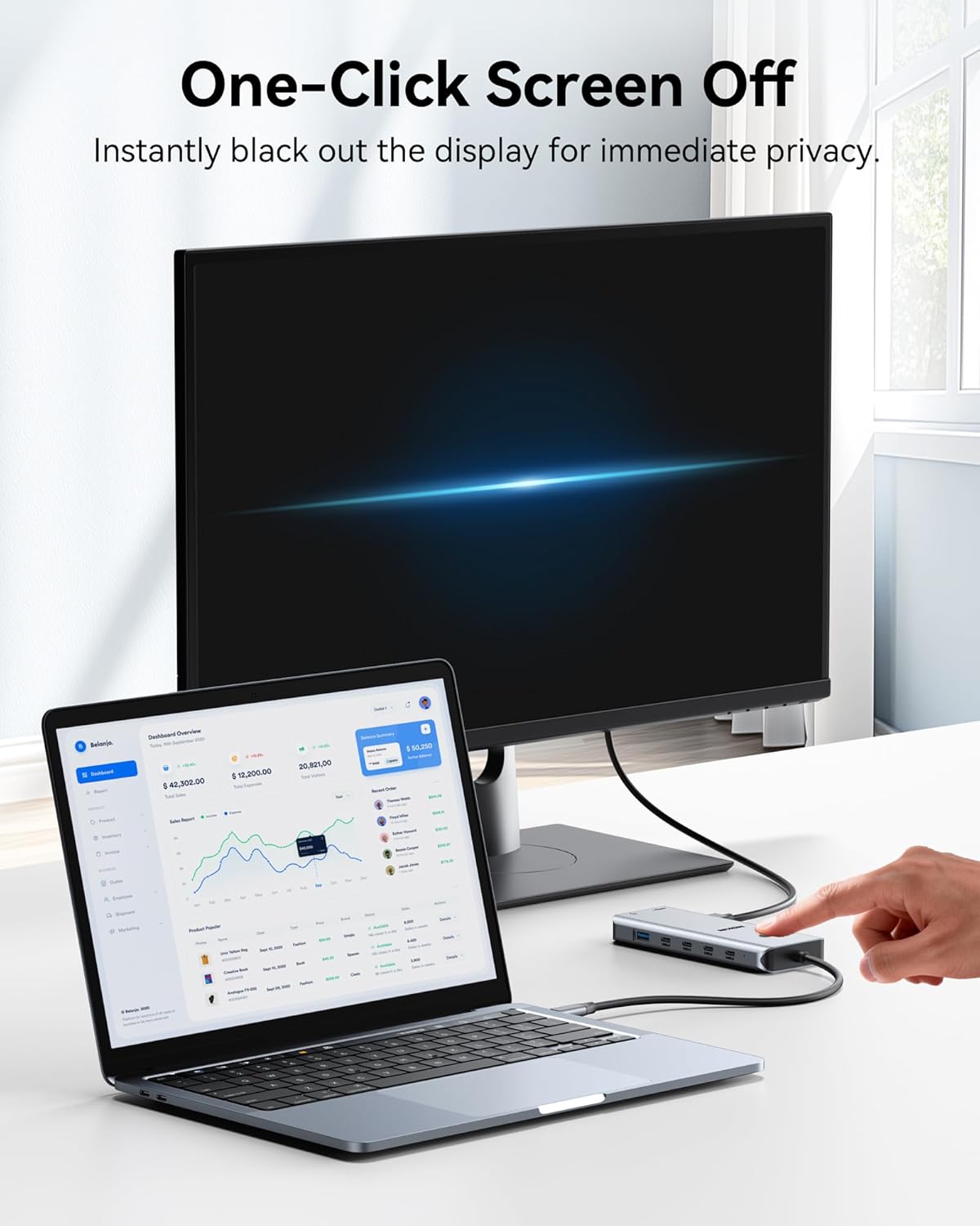 Thumbnail 4 de MOKiN Dual Monitor USB-C Docking Station (2 HDMI, RJ45, 100W PD) — 13-in-1 Hub for Dell/HP/Lenovo