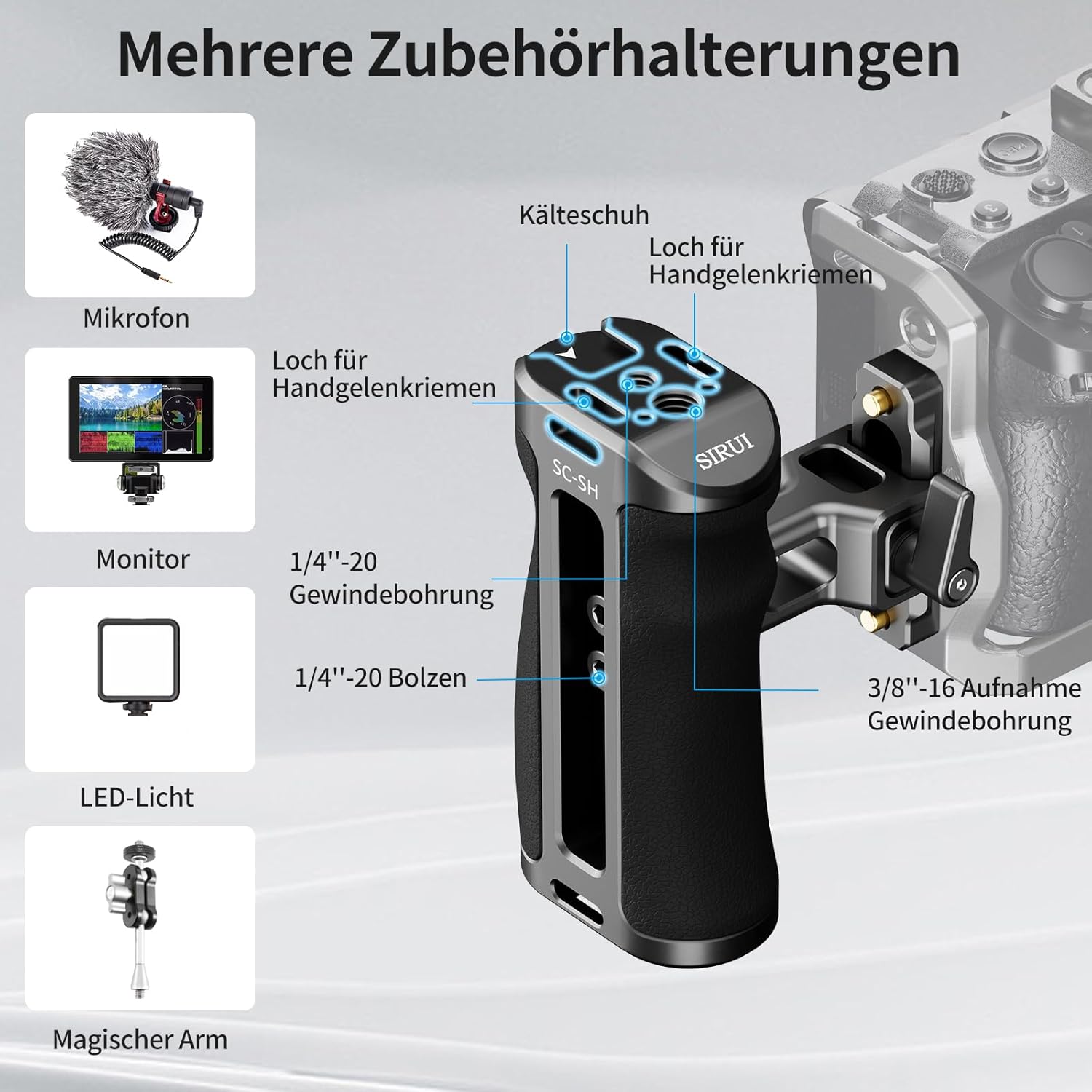 Thumbnail 5 de SIRUI Seitenhandgriff SC-SH – Vielseitiger Kamerakäfig-Griff mit NATO-Schiene