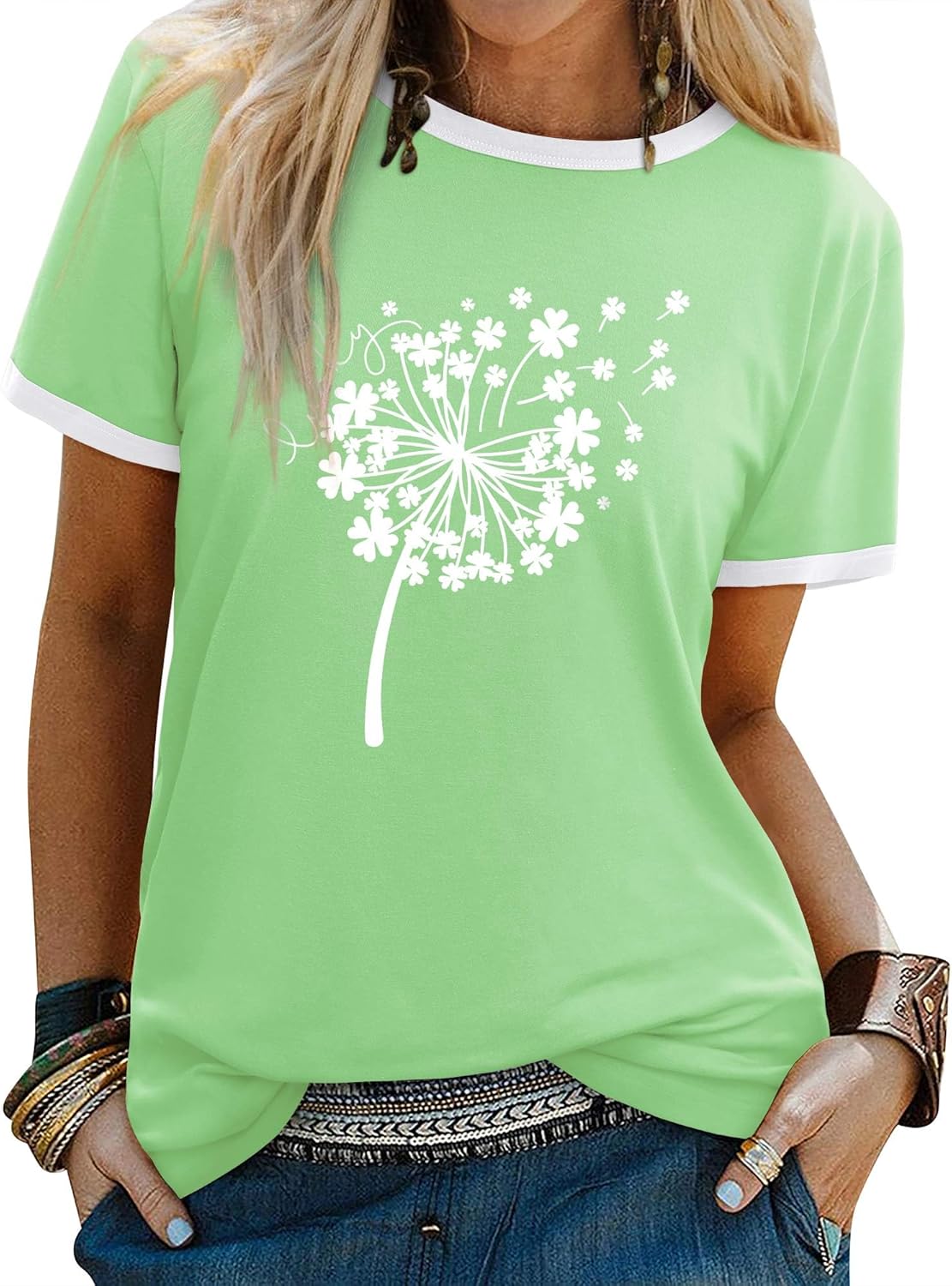 Detalle de WIEIYM Women's Dandelion Bird Printed Summer Tee