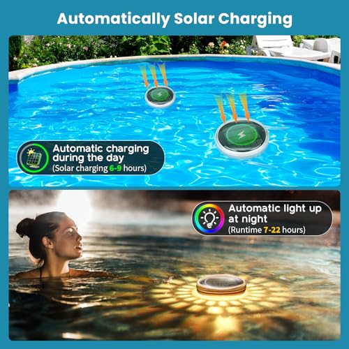 Detalle de INTERESTIME Luz Solar Piscina Flotantes RGB (Paquete de 2)