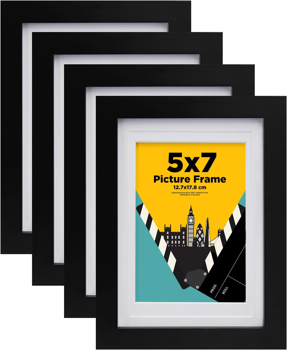 Detalle de EGOFINE 7x5 picture frame, 4 pack solid wood