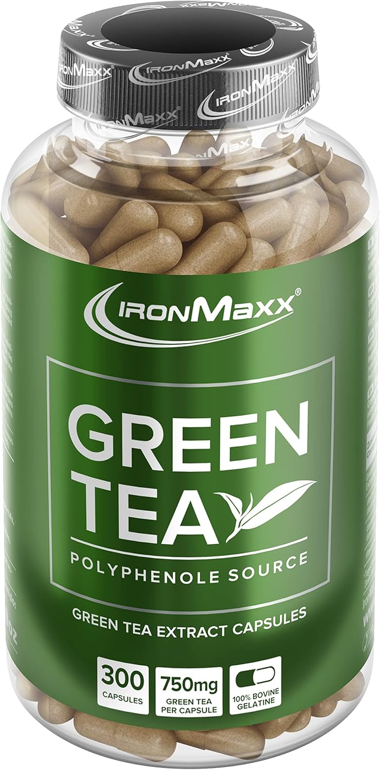 Detalle de IronMaxx Green Tea – 300 Kapseln, Grüntee-Extrakt mit 339 mg EGCG und 180 mg Koffein pro Tagesdosis