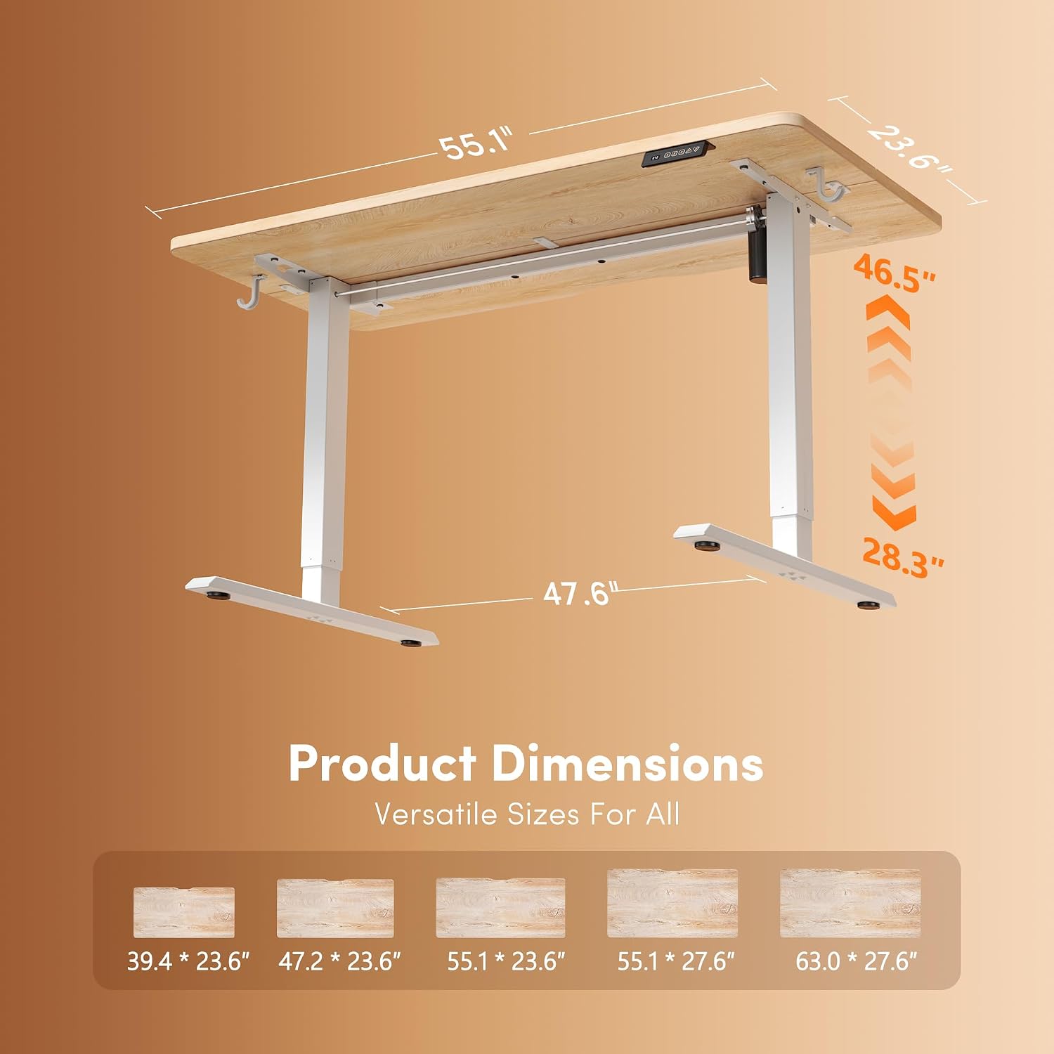 Detalle de FEZIBO One INCF-SD0001-140LOG-01 Electric Standing Desk, Maple, 3 Presets