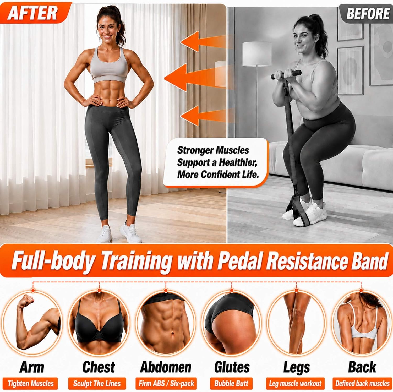 Detalle de Multifunction Pedal Resistance Band Set with Handles