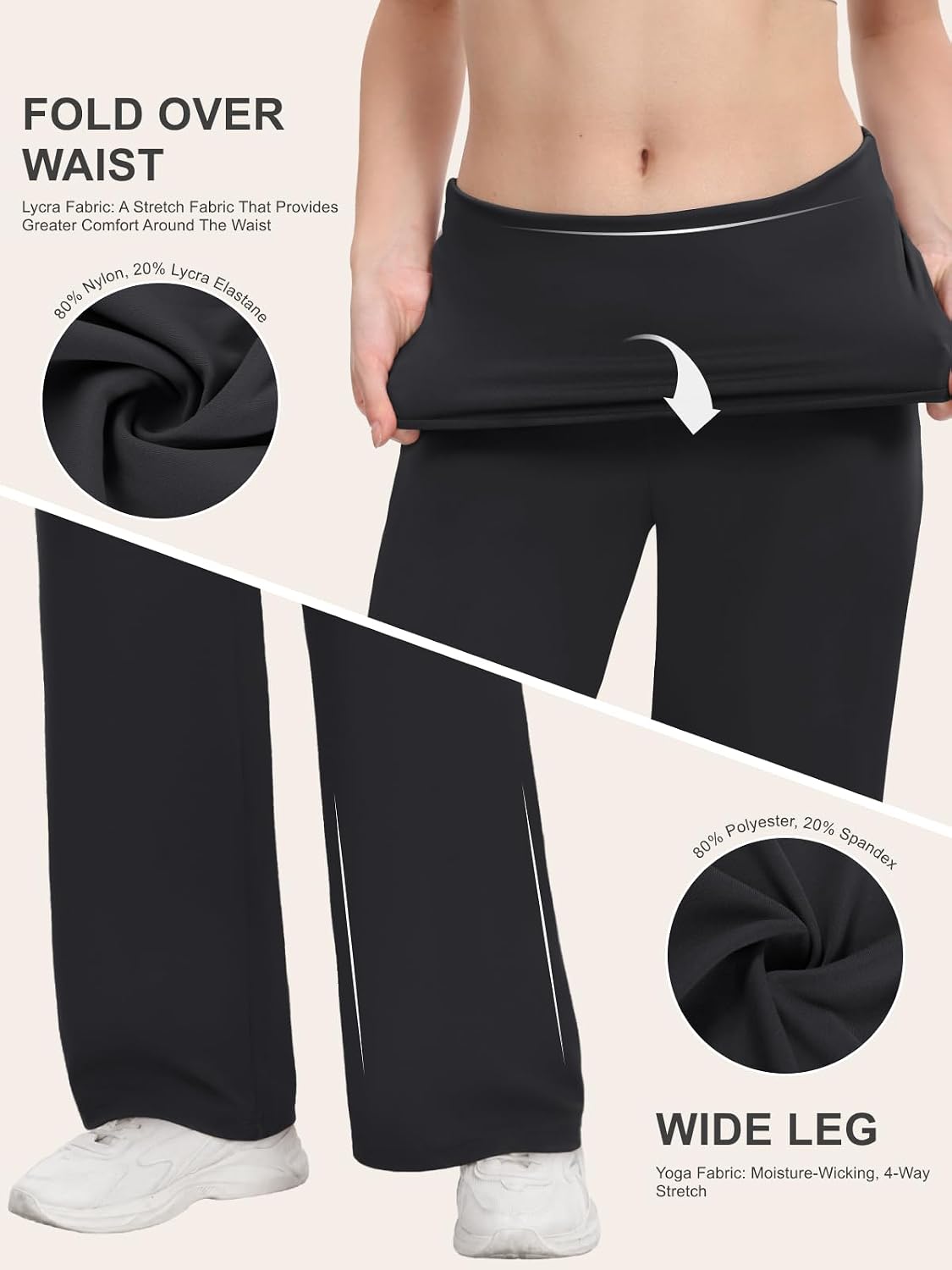 Detalle 2 de COPYLEAF Wide-Leg Yoga Pants with Nylon-Lycra Waistband