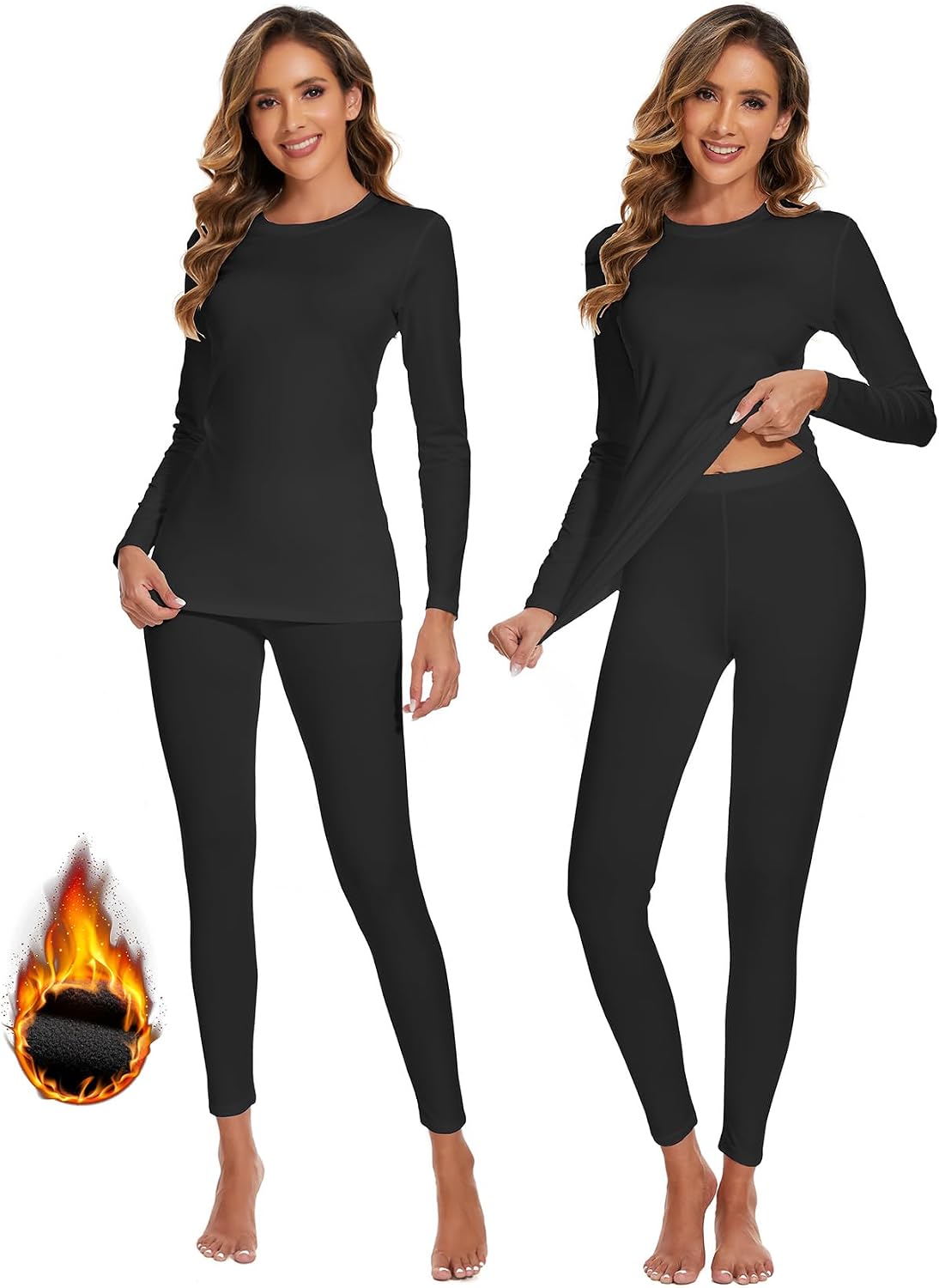 Detalle 2 de YADIFEN Women's Thermal Underwear Set, Fleece-Lined