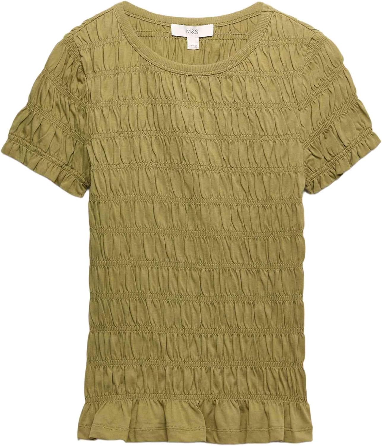 Thumbnail 6 de Marks & Spencer damestop van puur katoen met gesmokte details en pofmouwen