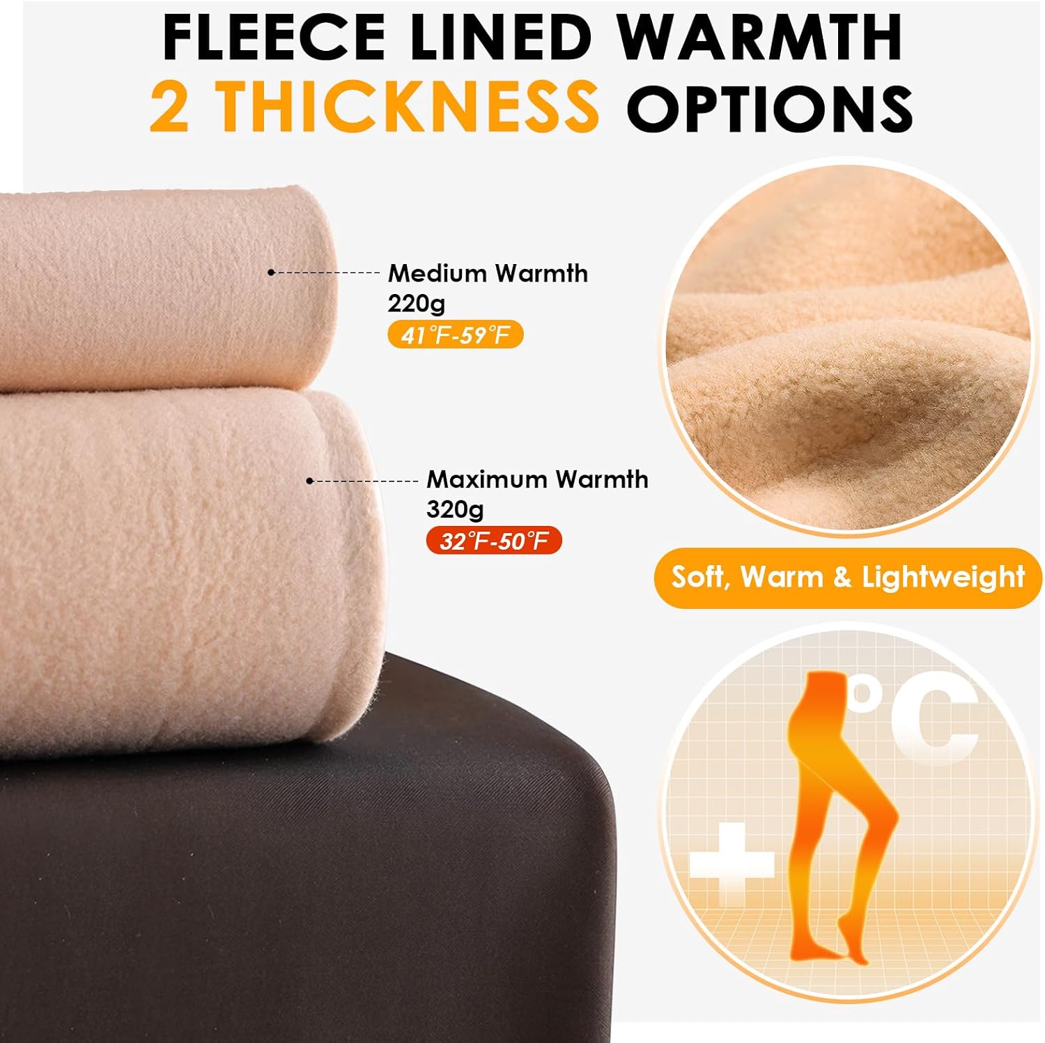 Detalle de FurBall Women's Winter Fleece-Lined Tights, Faux-Translucent Look