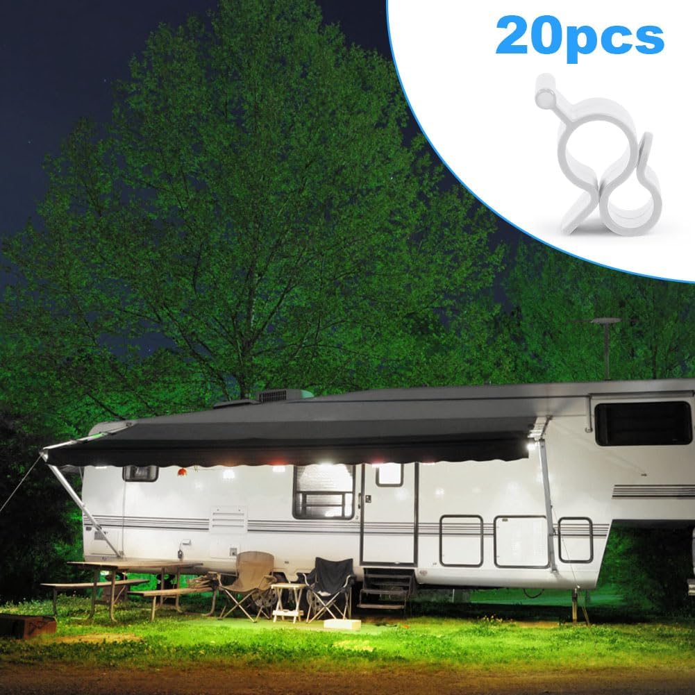 Thumbnail 5 de URAQT Lot de 20 crochets d’auvent pour camping-car et tente de camping (ABS, blanc)