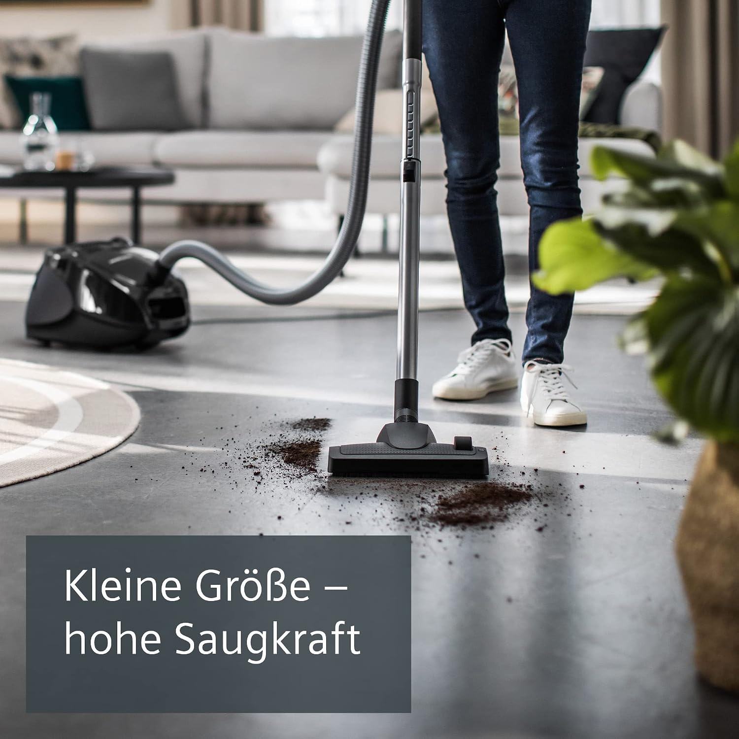 Detalle de Siemens Staubsauger mit Beutel synchropower VS06B112A – leistungsstarker Bodenstaubsauger mit Hygienefilter
