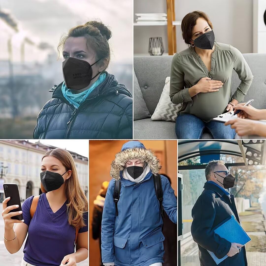 Detalle 1 de SDIW HM.KZ002 KN95 Face Masks, 5-Ply Black Adult Masks, 100 Count