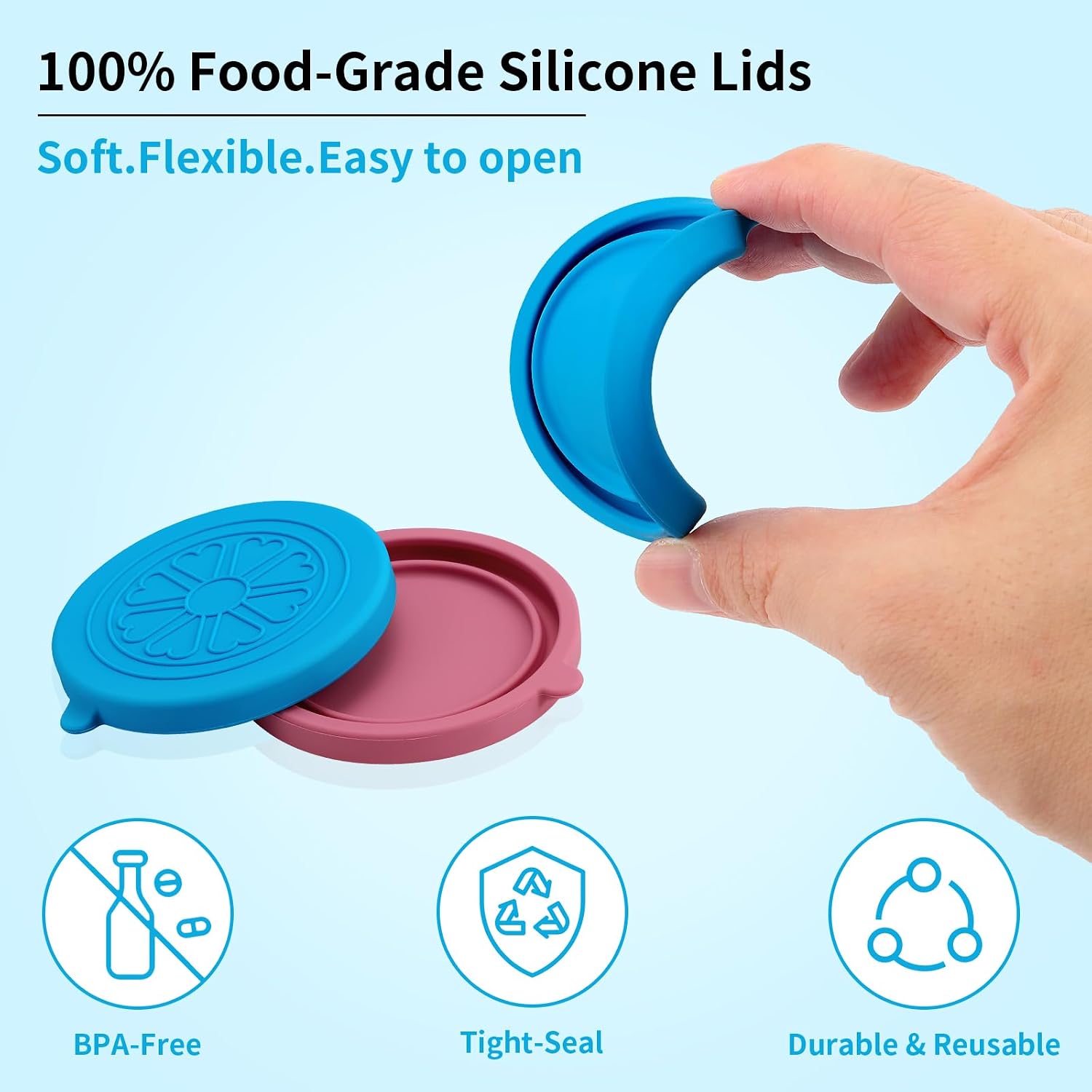 Detalle de VOLCANOES CLUB H35 Silicone Lids for 5 oz Oui Jars, 12-Pack Colorful Covers