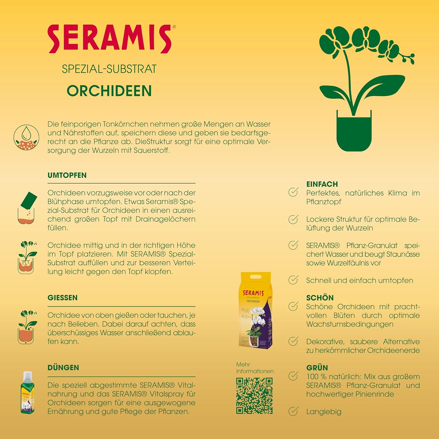 Detalle de Seramis Spezial-Substrat für Orchideen, 7 l – Tongranulat und Pinienrinde für optimale Belüftung und Nährstoffversorgung