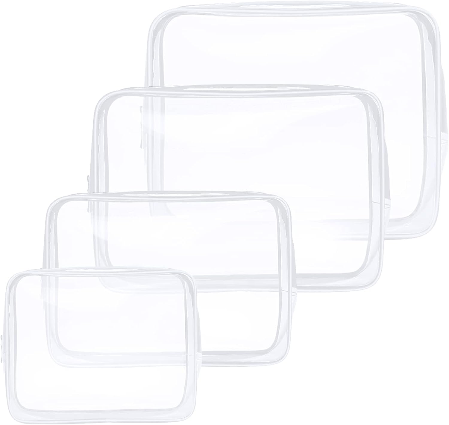 Aucuu Kulturtasche transparent (4er-Set) – wasserdichte PVC-Reise-Waschtaschen, TSA-zugelassen, für Familie