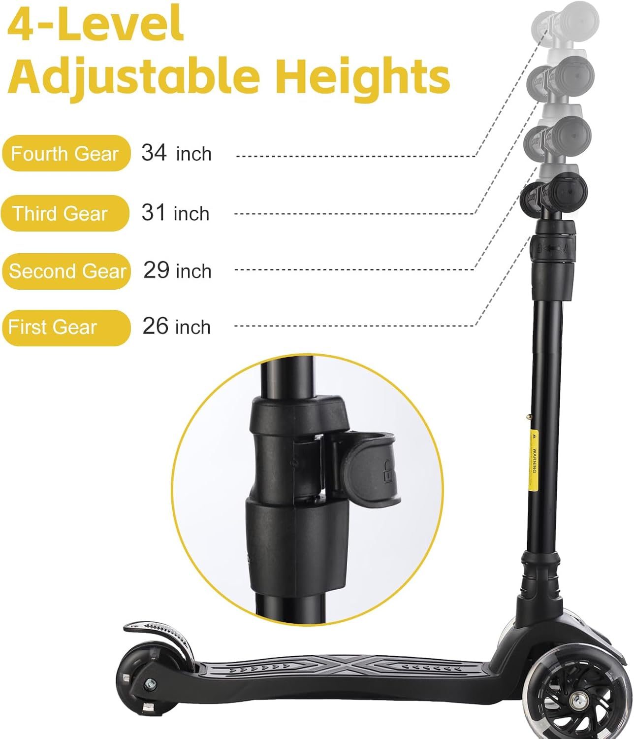 Thumbnail 5 de 3 Wheel Scooter for Kids Ages 3-12 with Light-Up Wheels