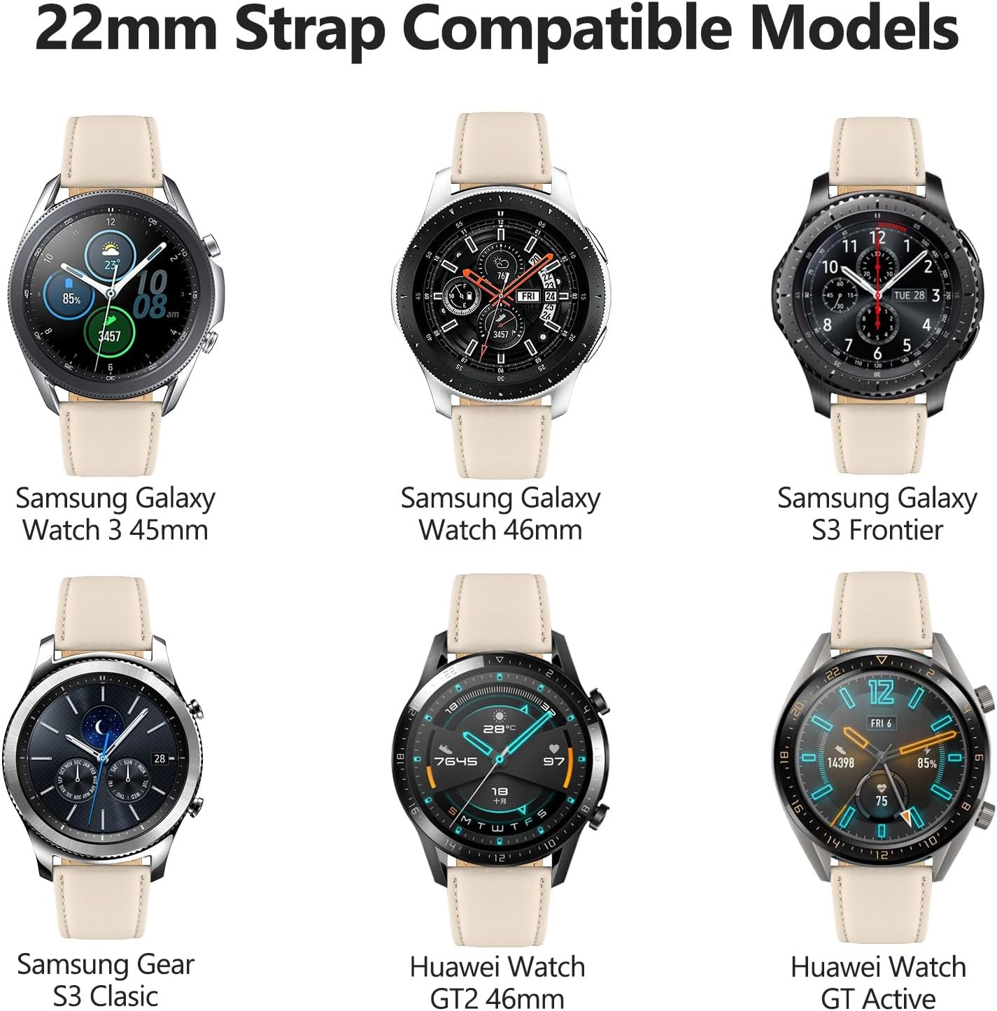 Thumbnail 2 de 22 mm Tuocal Lederarmband für Smartwatches