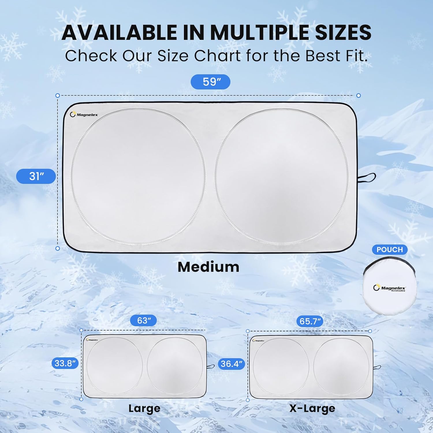 Thumbnail 3 de Magnelex Car Windshield Sunshade (Double-Layer) for Cars, Trucks & SUVs, Medium 59 x 31 in
