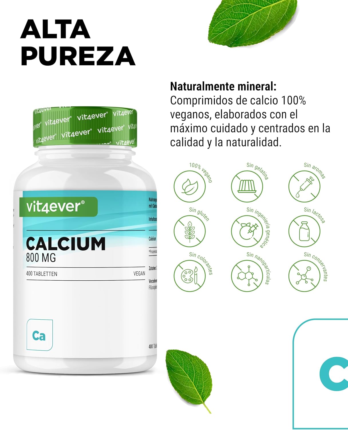 Detalle de vit4ever Calcio 800 mg — 400 comprimidos