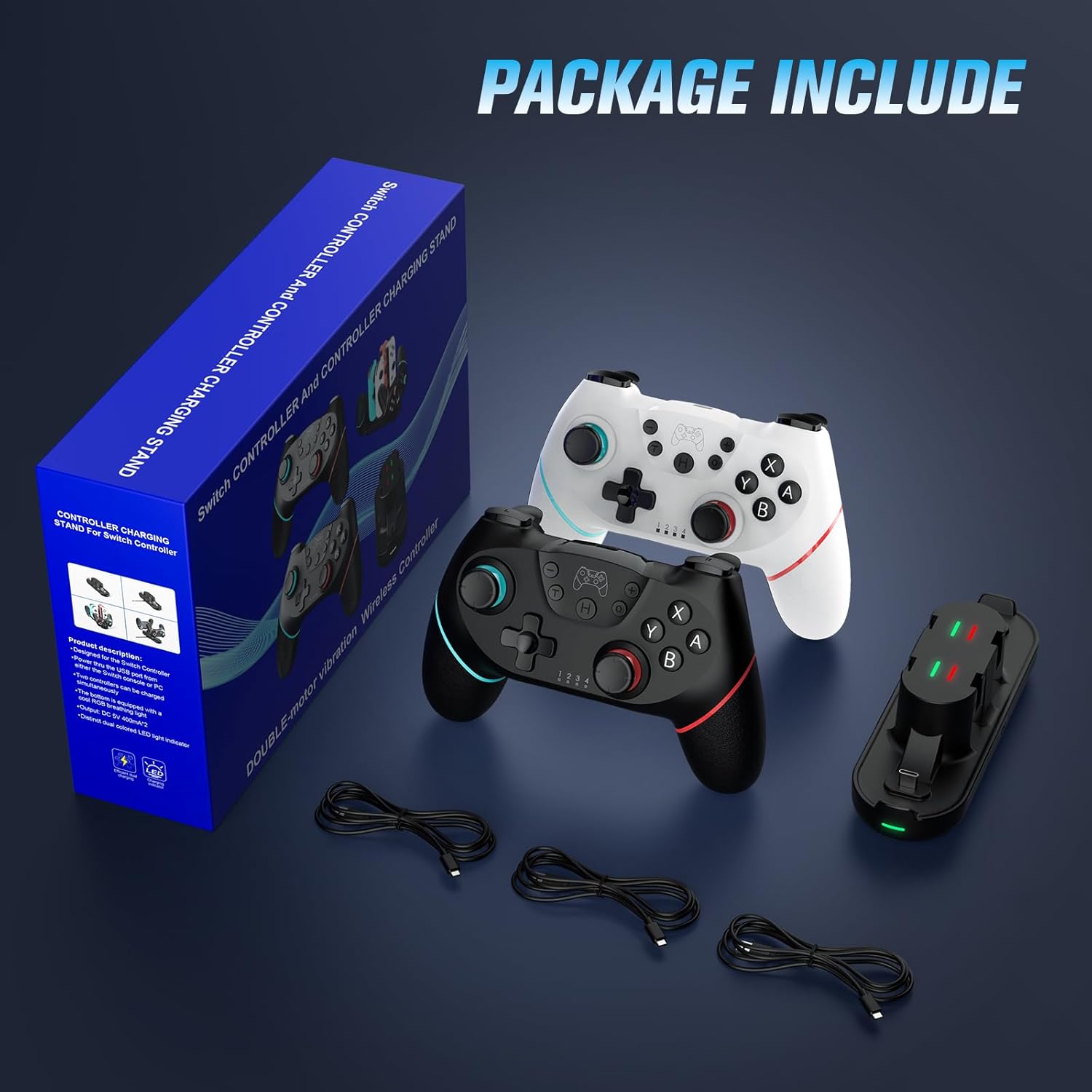 Thumbnail 5 de VidPPluing 2 Pack Switch Controllers with Charging Dock: A Practical 2-Controller Bundle for Switch, Lite, OLED, and PC