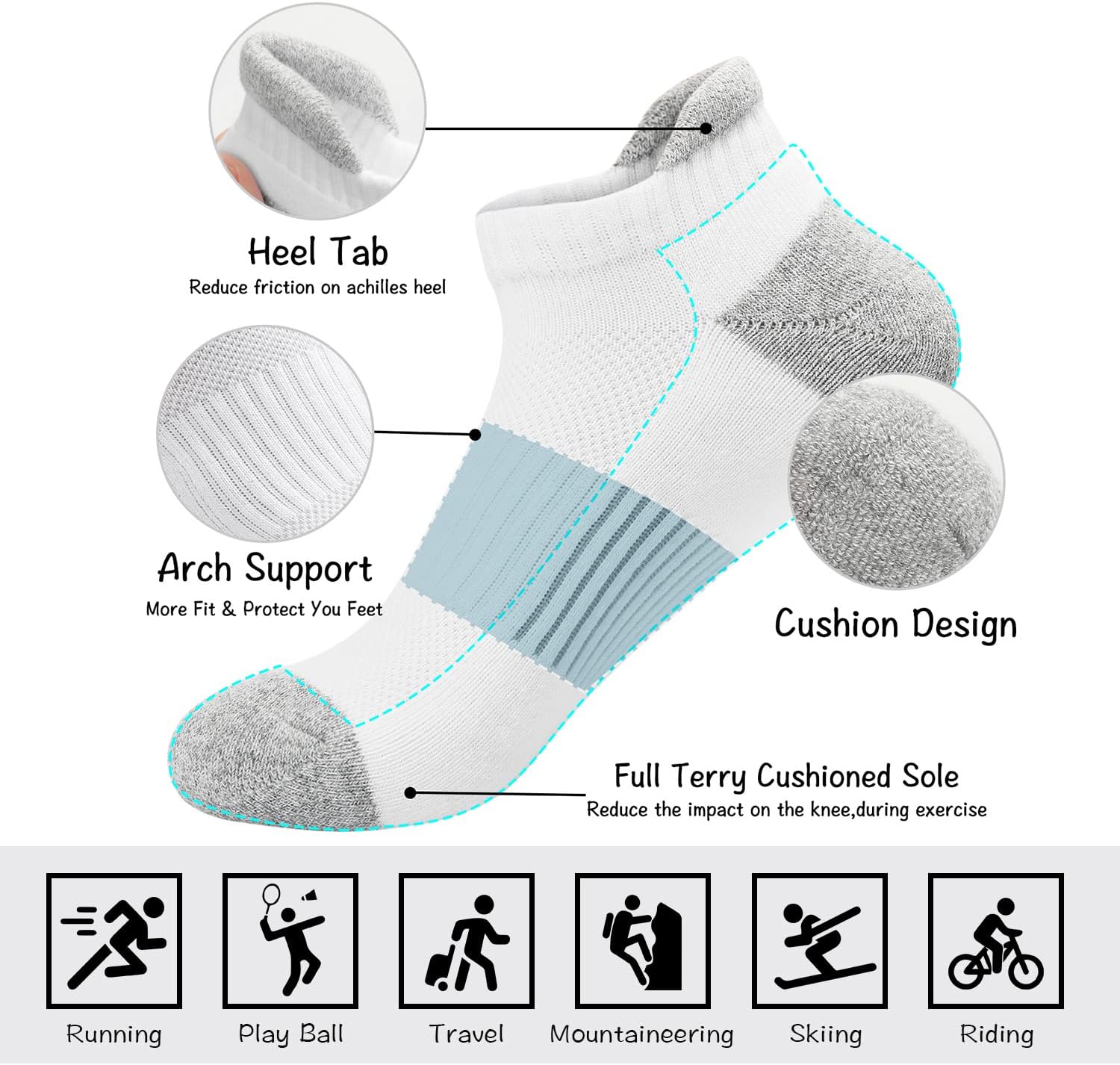 Detalle de ILovDaisy Trainer Running Socks Womens 5 Pairs, Ankle Sports Socks Women Cushioned Breathable Socks, Low Cut Athletic Socks for Ladies Girls
ILovDaisy Trainer Running Socks Womens 5 Pairs, An…